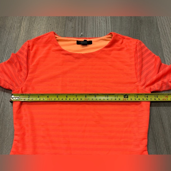 COPY - REVOLVE h:ours Size S Mini Dress Neon Orange Striped Bust Bodycon Sleeve… - Picture 9 of 11